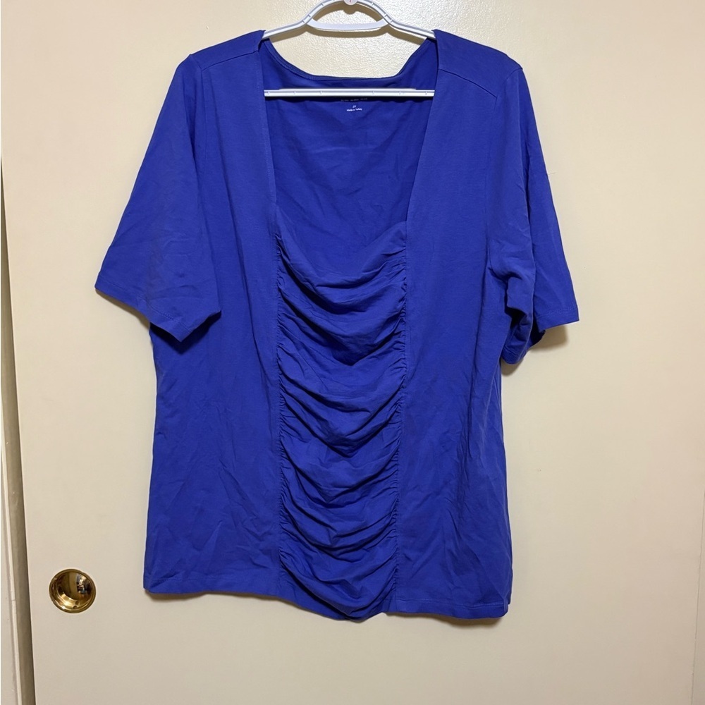 Soft Surroundings Royal Blue Ruched Blouse